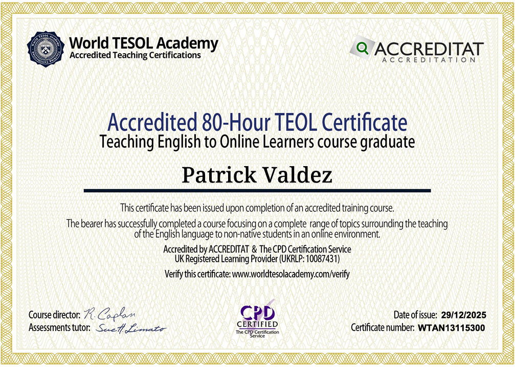 80hr TEOL Certificate - World TESOL Academy